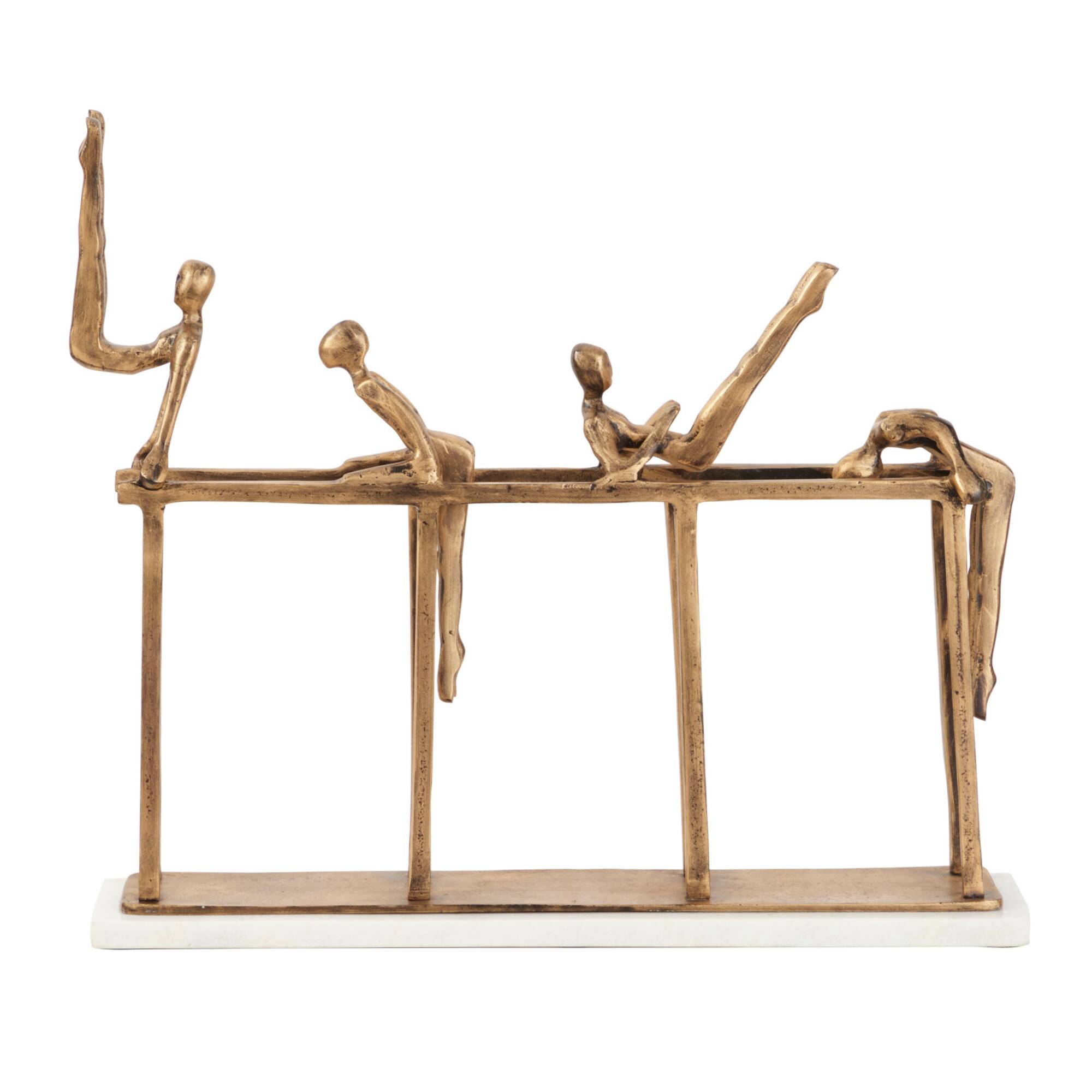 Gold Aluminum Modern Sculpture, Gymnastic 17" x 21" x 9"